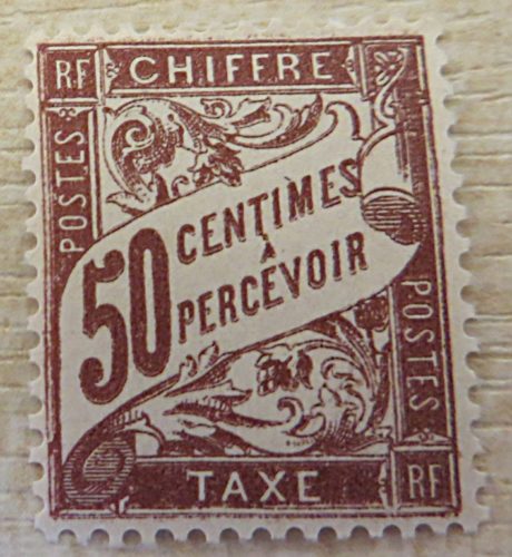 50 Centimes a percevoir chiffre 1894 ungestempelt