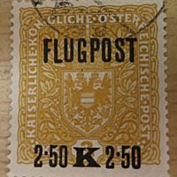 Flugpost 2,50 auf 3 Kronen 1918 gelb