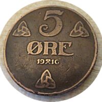 5 Öre 1916 Norwegen Münzen