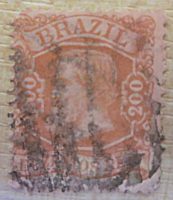 200 Reis Dom Pedro II. 1881 braun rot Briefmarken Brasilien